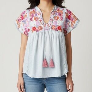 THML Embroidered Multicolor Women's Top